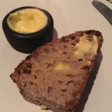 Natural Fermented Bread of Oland Wheat and Hulless Barley: The baker who made this bread was dining with his family in the restaurant that night! The butter was to die for and imported from France.