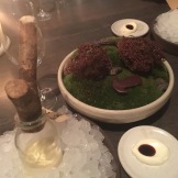 Moss Cooked in Chocolate, Cep Mushroom, and Egg Liqueur: My favorite part! The moss was sprayed with chocolate after being cleaned three times over for dirt.