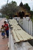 Rice cakes left out at temples to honor those who've passed on