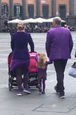 This family was dressed entirely in purple. We wondered what the colors are for the other days of the week.